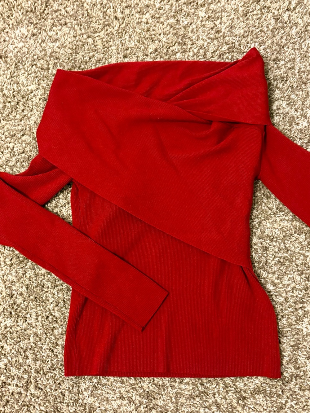 FABRIQUE Crimson Asymmetrical Collar Sweater in S (BRAND NEW-retail price $160